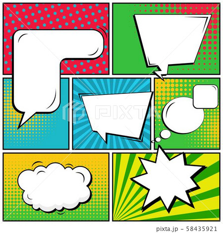 Abstract creative concept vector comic pop art style blank, layout template with clouds beams and 58435921