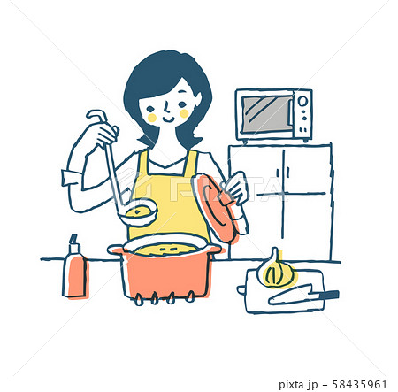 台所で料理を作っている主婦 台所で料理を作っている主婦 58435961