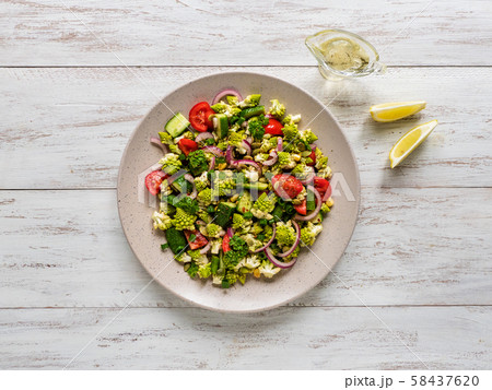 Vegetable salad with cabbage romanesco. Vegetable salad with cabbage romanesco. 58437620