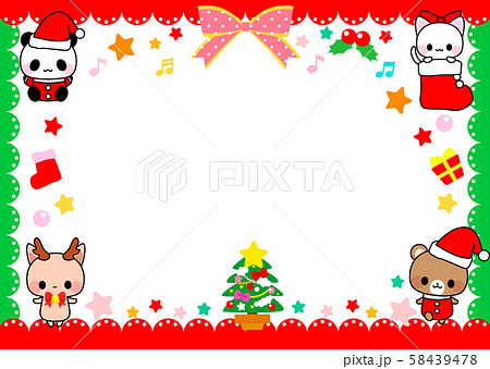 クリスマス素材 パンダサンタ 猫 トナカイ クマの可愛いクリスマスカード グリーティングカードのイラスト素材