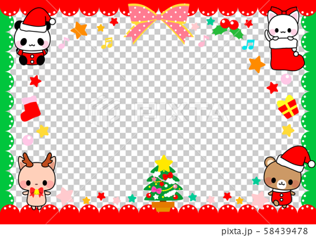 クリスマス素材 パンダサンタ 猫 トナカイ クマの可愛いクリスマスカード グリーティングカードのイラスト素材