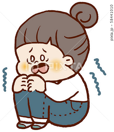 震える女の子のイラスト素材