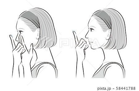 眼をケアしている女性のイラスト:コンタクトレンズ 58441788