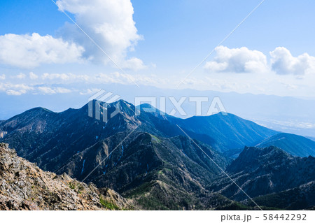 春の八ヶ岳登山:赤岳山頂から権現岳方面の眺め 春の八ヶ岳登山:赤岳山頂から権現岳方面の眺め 58442292