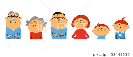 一列に並んだ家族 一列に並んだ家族 58442550