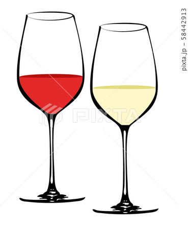 ワイングラス 赤 白のイラスト素材