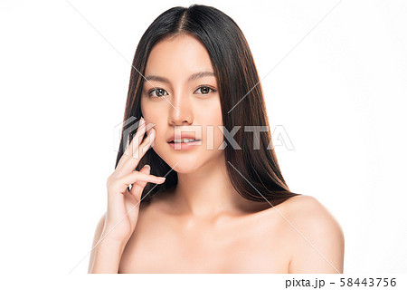 Beautiful Young Asian Woman with Clean Fresh Skin, 58443756