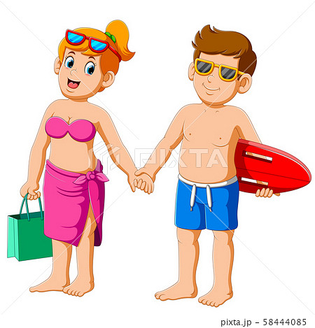 loving couple in bathing suits In the summer holiday swim and go for sports loving couple in bathing suits In the summer holiday swim and go for sports 58444085