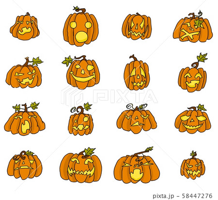 angry pumpkins selection of drawings. vector work 58447276