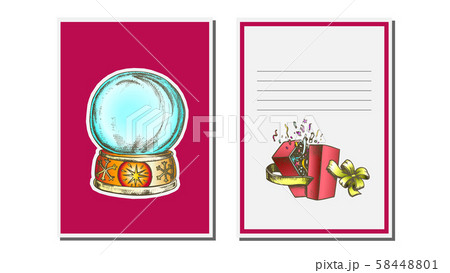 Christmas Greeting Card Vector. Snow Globe. Seasons. Winter Wishes. Holiday Concept. Hand Drawn In 58448801