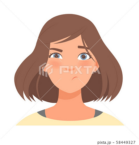 Distrust on the face of a cute girl. Vector illustration. Distrust on the face of a cute girl. Vector illustration. 58449327