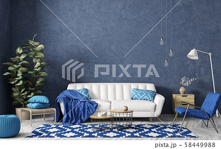 Modern interior of living room with white sofa, Modern interior of living room with white sofa, 58449988