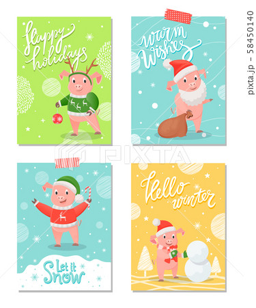 Happy Holidays New Year Symbol Christmas Piglet Happy Holidays New Year Symbol Christmas Piglet 58450140