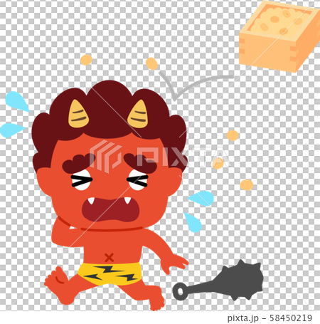 Akaoni who runs away from hitting Setsubun beans 58450219