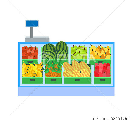 Supermarket Fruits Department Showcase Vector 58451269