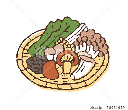 ザルに入ったきのこ類と海草 58451959