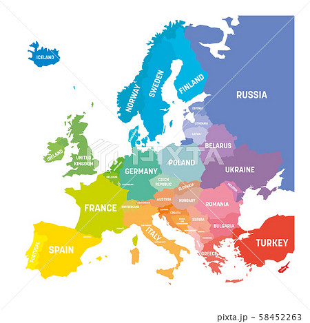Map Of Europe In Colors Of Rainbow Spectrum のイラスト素材