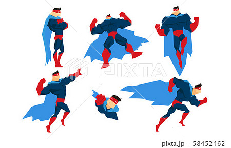 Strong Superman Character Set Comic Superhero のイラスト素材