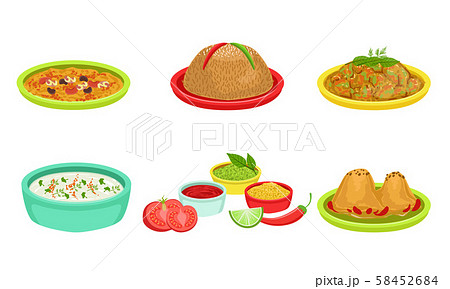 Delicious Food Dishes Set, National Cuisine, Cafe, Restaurant Menu Design Element Vector Delicious Food Dishes Set, National Cuisine, Cafe, Restaurant Menu Design Element Vector 58452684