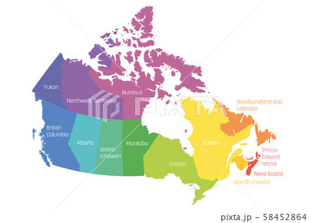 Map of Canada divided into 10 provinces and 3 territories. Administrative regions of Canada 58452864