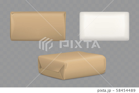 Parcel packages wrapped to brown and white paper Parcel packages wrapped to brown and white paper 58454489