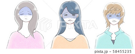 青ざめた表情をした3人の女性のイラスト素材