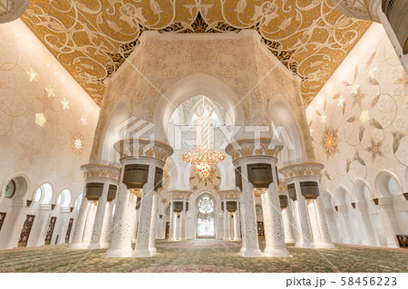 Sheikh Zayed Grand Mosque in Abu Dhabi, UAE, beautiful interior 58456223