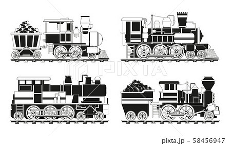 Monochrome pictures of vintage trains 58456947