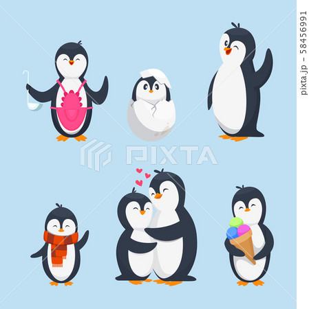 Volgen vrijgesteld zak Funny pinguins in different action poses....のイラスト素材 [58456991] - PIXTA