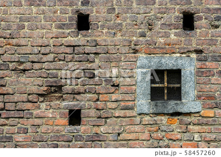 Elements of the architecture of the ancient Castle of Sforza in Milan Italy.  58457260