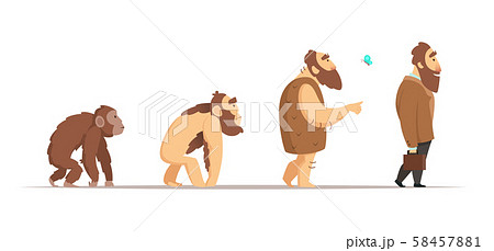 Biology evolution of homo sapiens. Vector characters in cartoon style 58457881