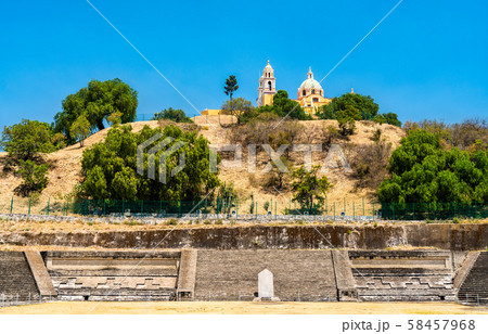 The Great Pyramid and the Our Lady of Remedies Church in Cholula, Mexico 58457968
