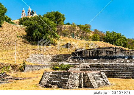 The Great Pyramid and the Our Lady of Remedies Church in Cholula, Mexico 58457973