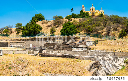 The Great Pyramid and the Our Lady of Remedies Church in Cholula, Mexico 58457986