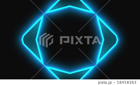 Beautiful abstract symmetry kaleidoscope with shiny neon lines, 3d render backdrop, computer 58458363