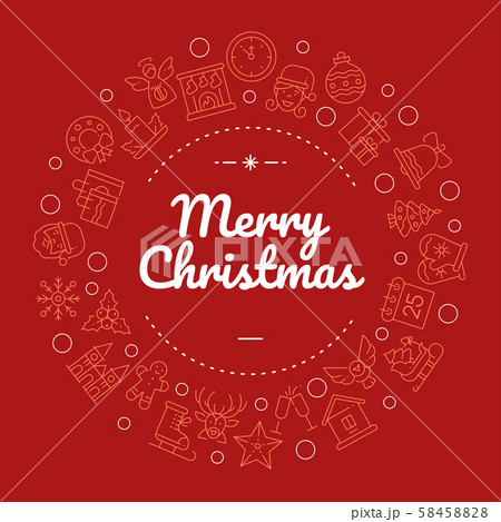 Merry christmas social media banner with linear icons template Merry christmas social media banner with linear icons template 58458828