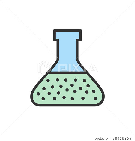 Vector laboratory flask, test tube flat color line icon. 58459355