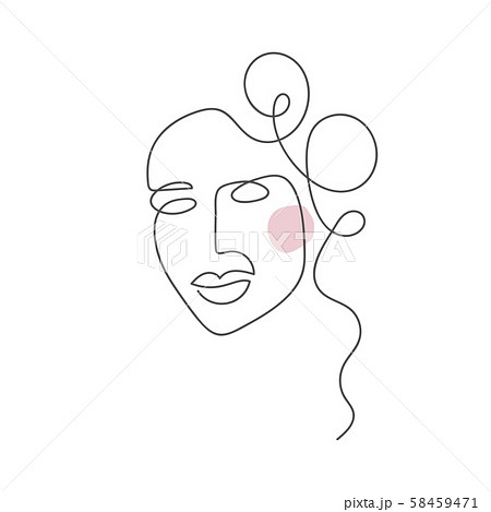 Line vector drawing of a pretty girl with long wavy hair Stock Vector Image   Art  Alamy