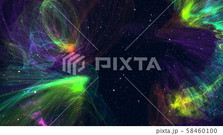 Computer generated colorful space background: spiraling nebula, stars and galaxies. 3d rendering 58460100