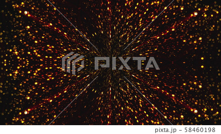 3D rendering radiation from the center of golden particles on a black background, computer generated 3D rendering radiation from the center of golden particles on a black background, computer generated 58460198
