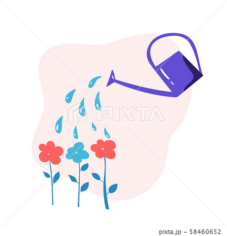 Vector Watering Can Water Flowers In Garden のイラスト素材