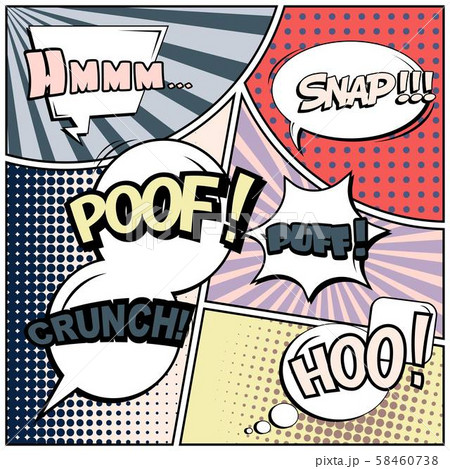 Abstract creative concept vector comic pop art style blank, layout template with clouds beams and 58460738