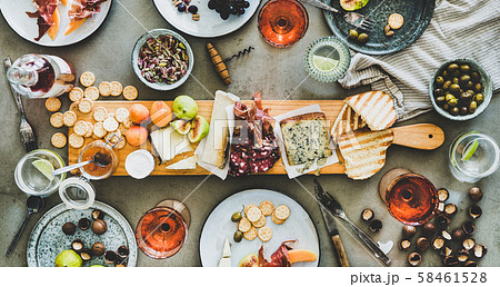 Seasonal picnic with rose wine, cheese Seasonal picnic with rose wine, cheese 58461528