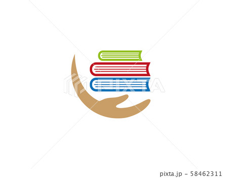 Holding multi books with arm for logo design illustration on white background 58462311