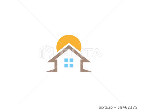 home symbol a big sun behind the house for logo design illustration on white background home symbol a big sun behind the house for logo design illustration on white background 58462375
