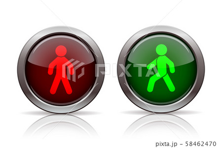 Pedestrian traffic lights red and green isolated on white 58462470