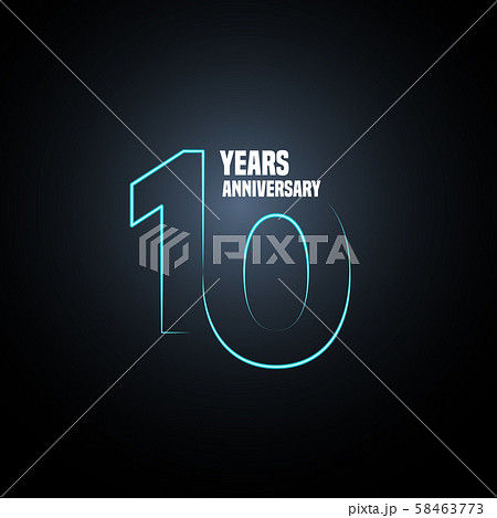 10 years anniversary vector logo, icon. Graphic design element with neon number 58463773