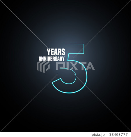 5 years anniversary vector logo, icon. Graphic design element with neon number 5 years anniversary vector logo, icon. Graphic design element with neon number 58463777