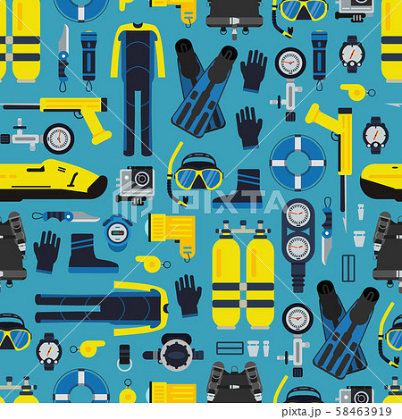 Vector underwater diving equipment pattern or background Vector underwater diving equipment pattern or background 58463919