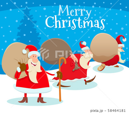 Christmas design with cartoon Santa Claus and 58464181